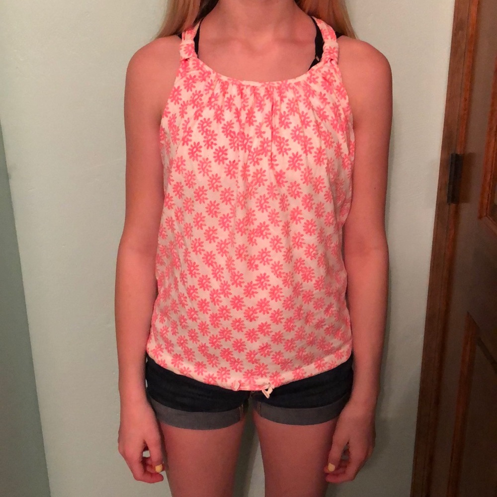 Pink paisley razorback tank top